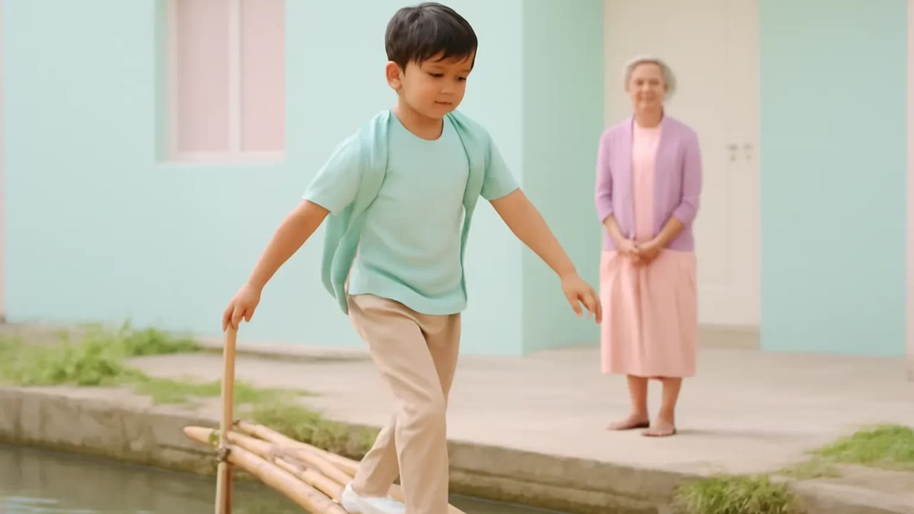 Ảnh nền ngang bài hát Cầu khỉ qua nhà nội
