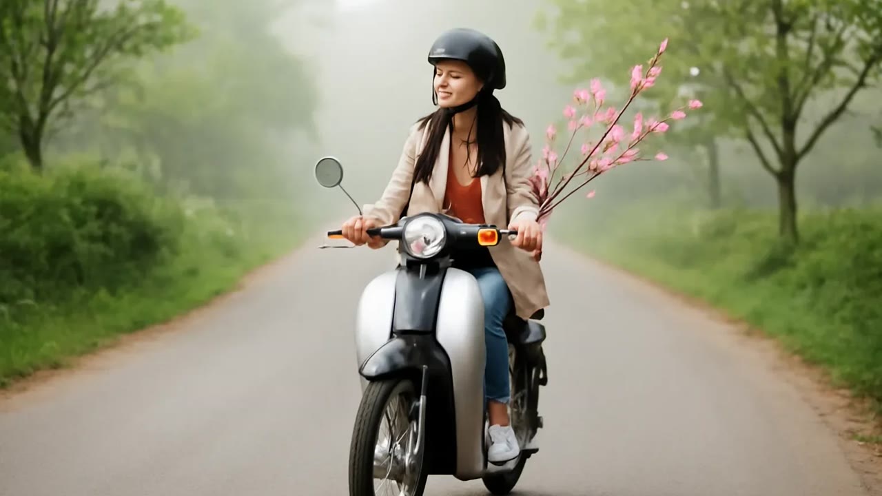 Ảnh nền ngang bài hát Cành đào trên yên xe
