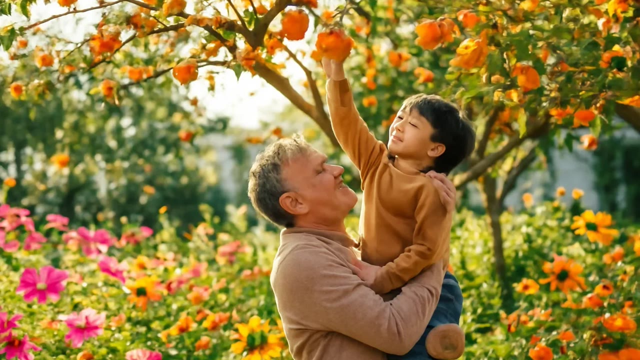Ảnh nền ngang bài hát Hồng chín trong vườn ông