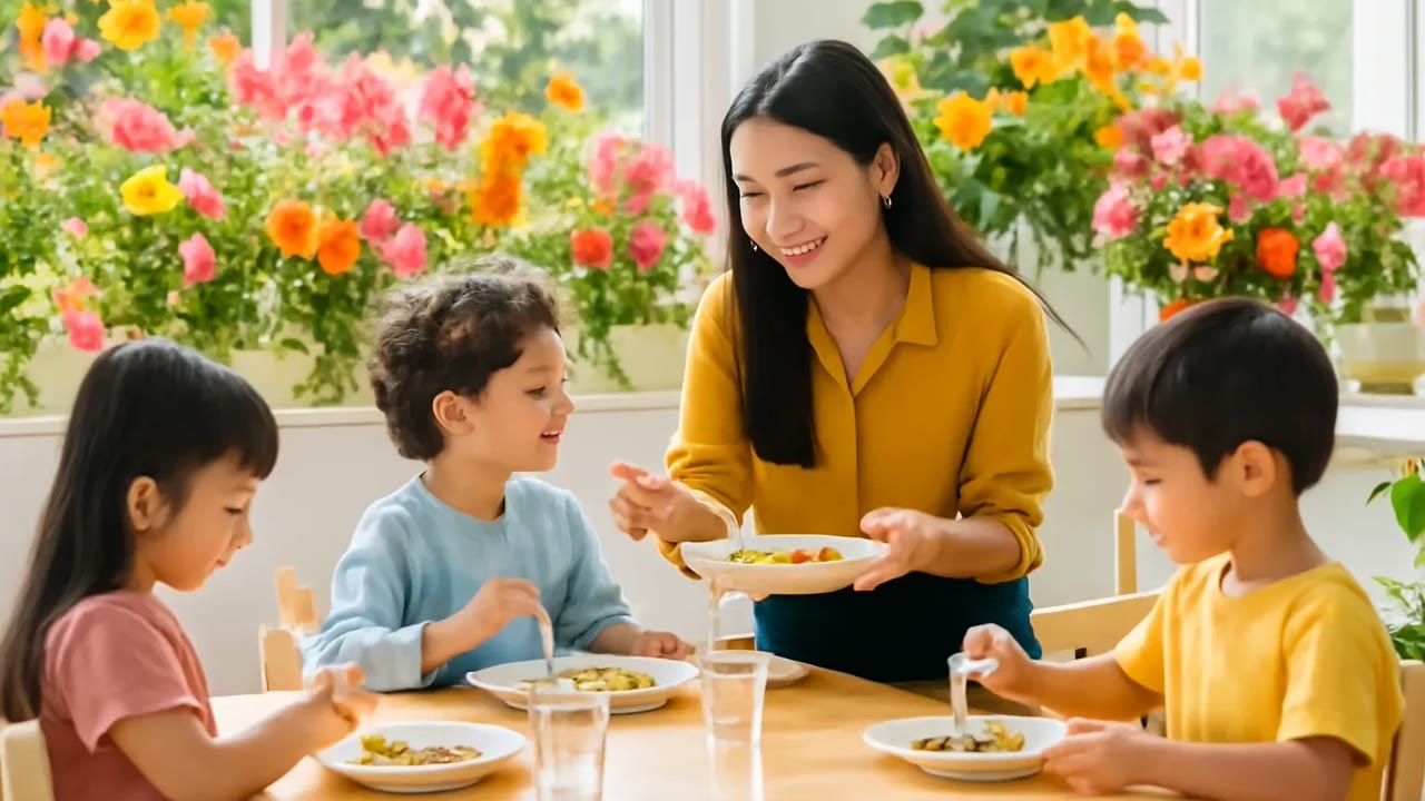 Ảnh nền ngang bài hát Giờ ăn trưa cả lớp