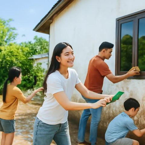Ảnh bìa vuông bài hát Mái nhà sau con nước — nhạc Pop nhẹ nhàng