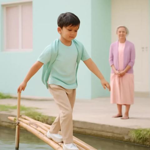 Ảnh bìa vuông bài hát Cầu khỉ qua nhà nội — nhạc Pop nhẹ nhàng
