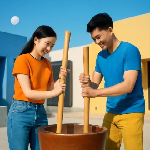 Ảnh bìa vuông bài hát Giã gạo đêm trăng — nhạc Bolero lãng mạn