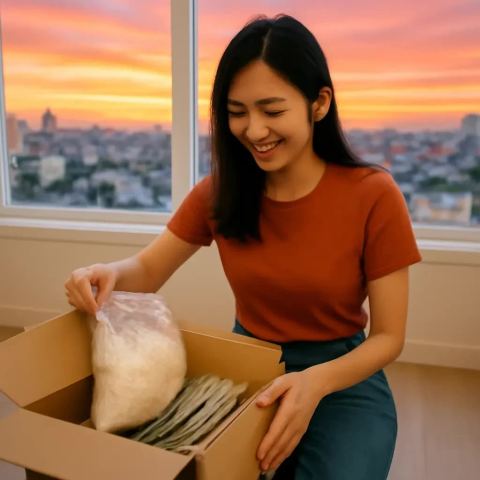 Ảnh bìa vuông bài hát Thùng hàng từ quê — nhạc Acoustic nhẹ nhàng