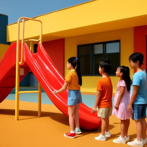 Ảnh bìa vuông bài hát Cầu trượt xếp hàng — nhạc Thiếu nhi vui tươi