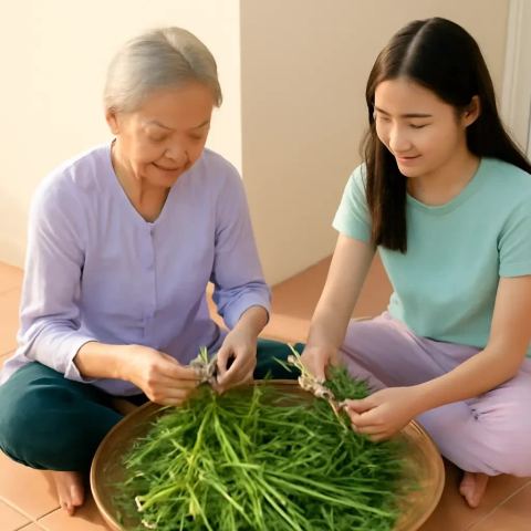 Ảnh bìa vuông bài hát Ngoại ngồi lặt rau — nhạc Bolero nhẹ nhàng