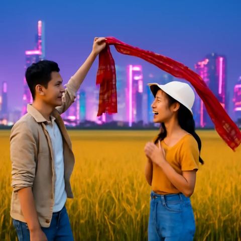 Ảnh bìa vuông bài hát Khăn rằn đỏ bờ ruộng — nhạc Bolero lãng mạn