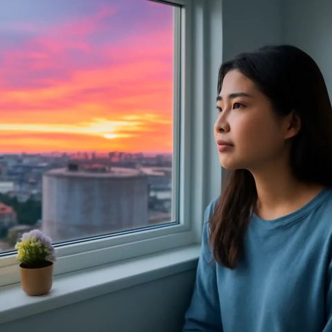 Ảnh bìa vuông bài hát Ô cửa nhìn ra bể nước — nhạc Acoustic nhẹ nhàng