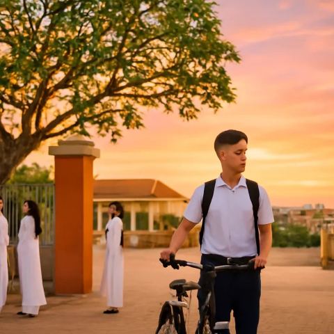 Ảnh bìa vuông bài hát Cổng trường hoa sứ — nhạc Ballad lãng mạn