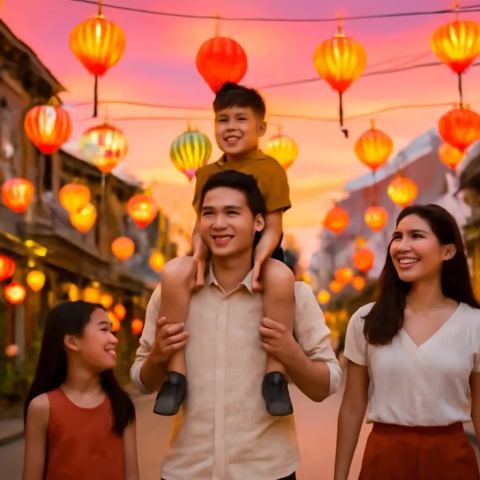 Ảnh bìa vuông bài hát Phố đèn lồng đêm rằm — nhạc Pop vui tươi