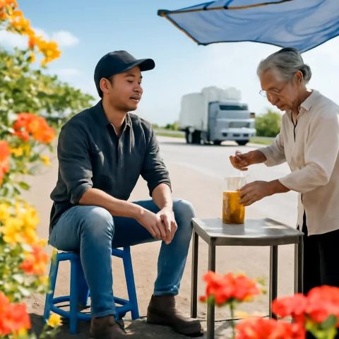 Ảnh bìa vuông bài hát Ấm trà đá ven quốc lộ — nhạc Bolero nhẹ nhàng
