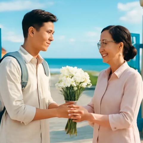 Ảnh bìa vuông bài hát Bó cúc họa mi cho cô — nhạc Pop lãng mạn
