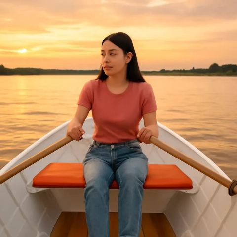 Ảnh bìa vuông bài hát Đò ngang lúc chạng vạng — nhạc Pop nhẹ nhàng