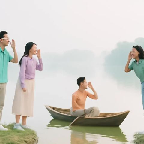 Ảnh bìa vuông bài hát Đố nhau qua sông — nhạc Pop vui tươi