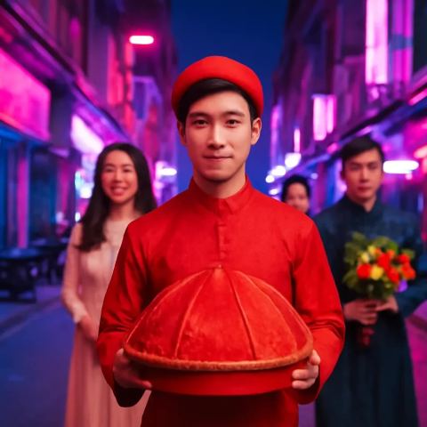 Ảnh bìa vuông bài hát Bưng mâm quả đi đầu — nhạc Pop vui tươi