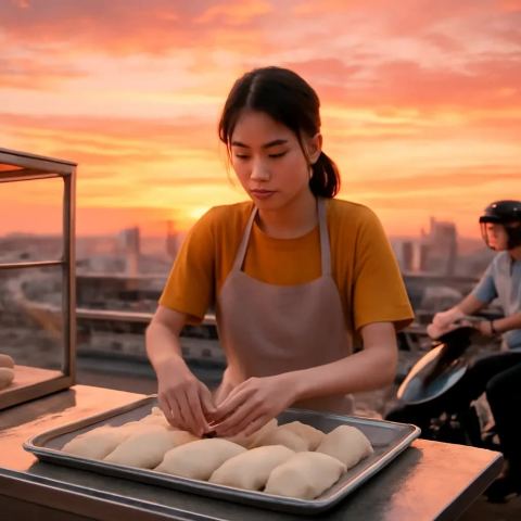 Ảnh bìa vuông bài hát Cô bán bánh mì sáu giờ — nhạc Bolero nhẹ nhàng