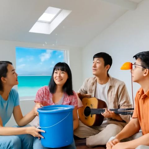 Ảnh bìa vuông bài hát Chiếc xô hứng dột — nhạc Acoustic nhẹ nhàng
