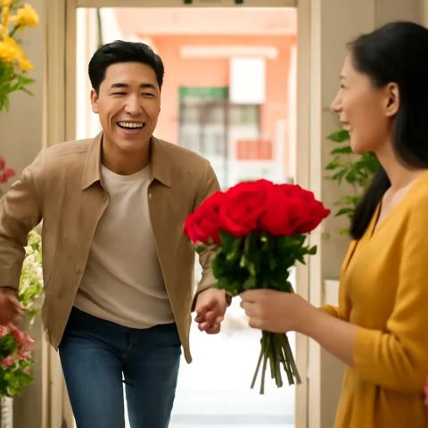 Ảnh bìa vuông bài hát Bó hồng mua vội — nhạc Pop lãng mạn