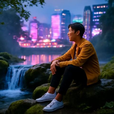 Ảnh bìa vuông bài hát Ngồi cạnh thác nhỏ — nhạc Lofi nhẹ nhàng