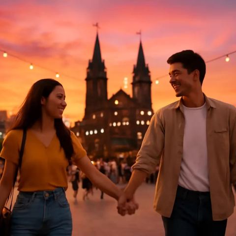 Ảnh bìa vuông bài hát Hẹn nhau trước giờ chuông — nhạc Pop lãng mạn
