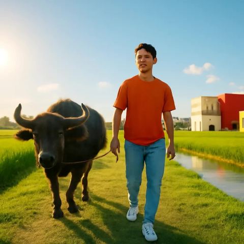 Ảnh bìa vuông bài hát Dắt trâu qua bờ đê — nhạc Bolero nhẹ nhàng