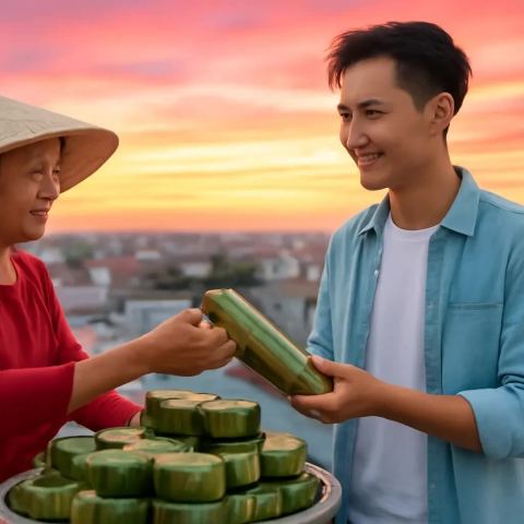 Ảnh bìa vuông bài hát Rổ bánh tét chợ quê — nhạc Pop sôi động
