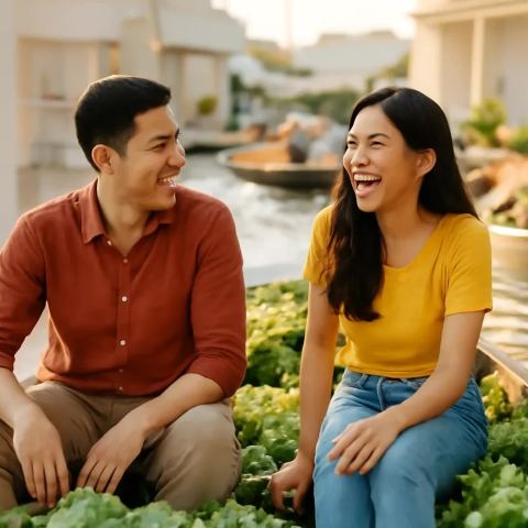 Ảnh bìa vuông bài hát Ghe hàng hai đứa — nhạc Pop nhẹ nhàng