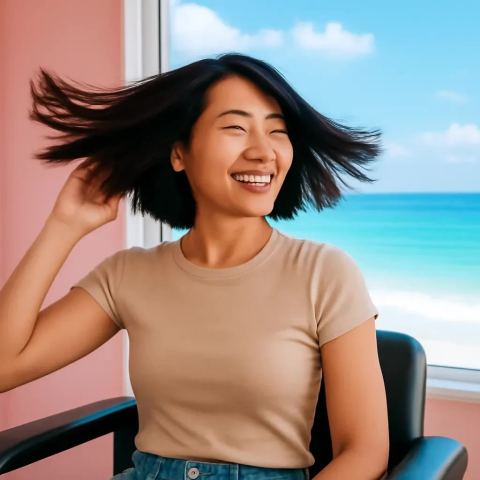 Ảnh bìa vuông bài hát Tóc mới cắt chiều nay — nhạc EDM sôi động
