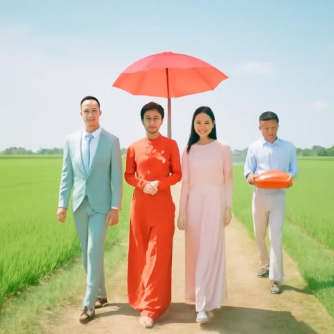 Ảnh bìa vuông bài hát Rước dâu qua bờ ruộng — nhạc Pop vui tươi