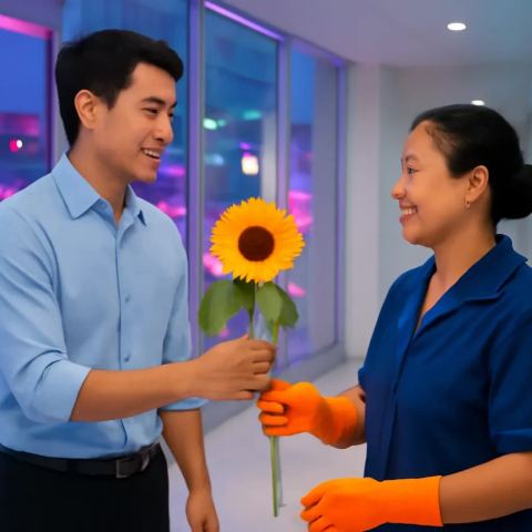 Ảnh bìa vuông bài hát Đóa hướng dương cho chị lao công — nhạc Pop lãng mạn